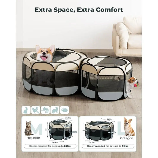 60x24 Spacious Portable Playpen for Dogs, Cats, and Small Animals with Carrying Bag - Ideal for Indoor and Outdoor Use
