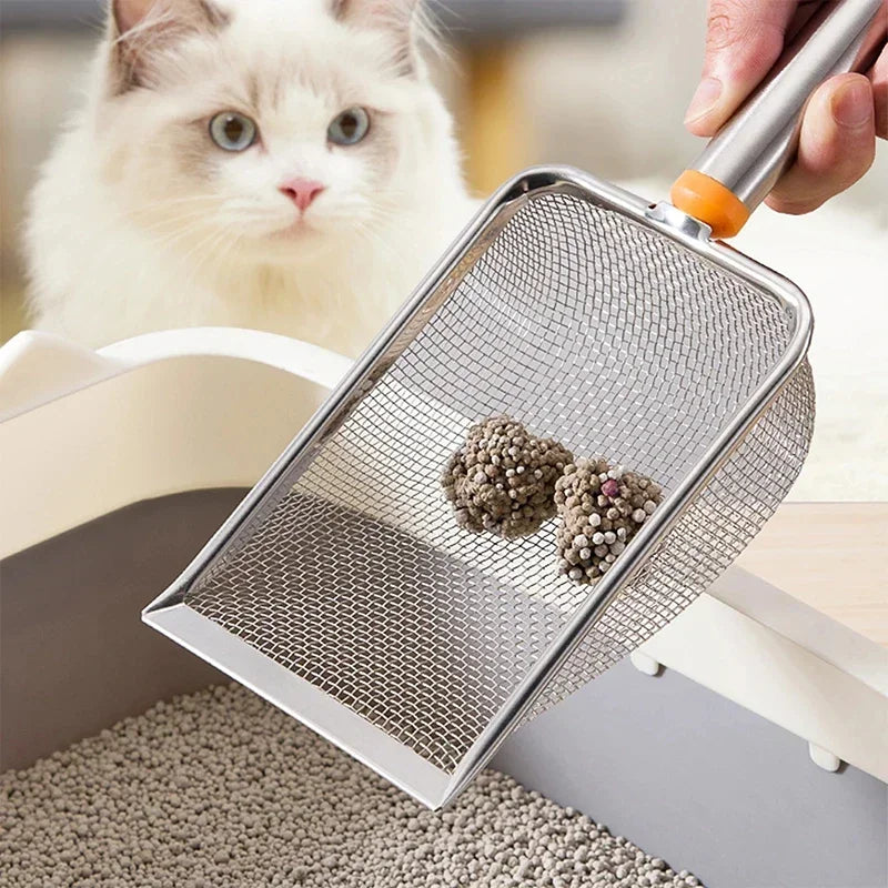 Stainless Steel Fine Mesh Cat Litter Scoop For Easy Clean Up