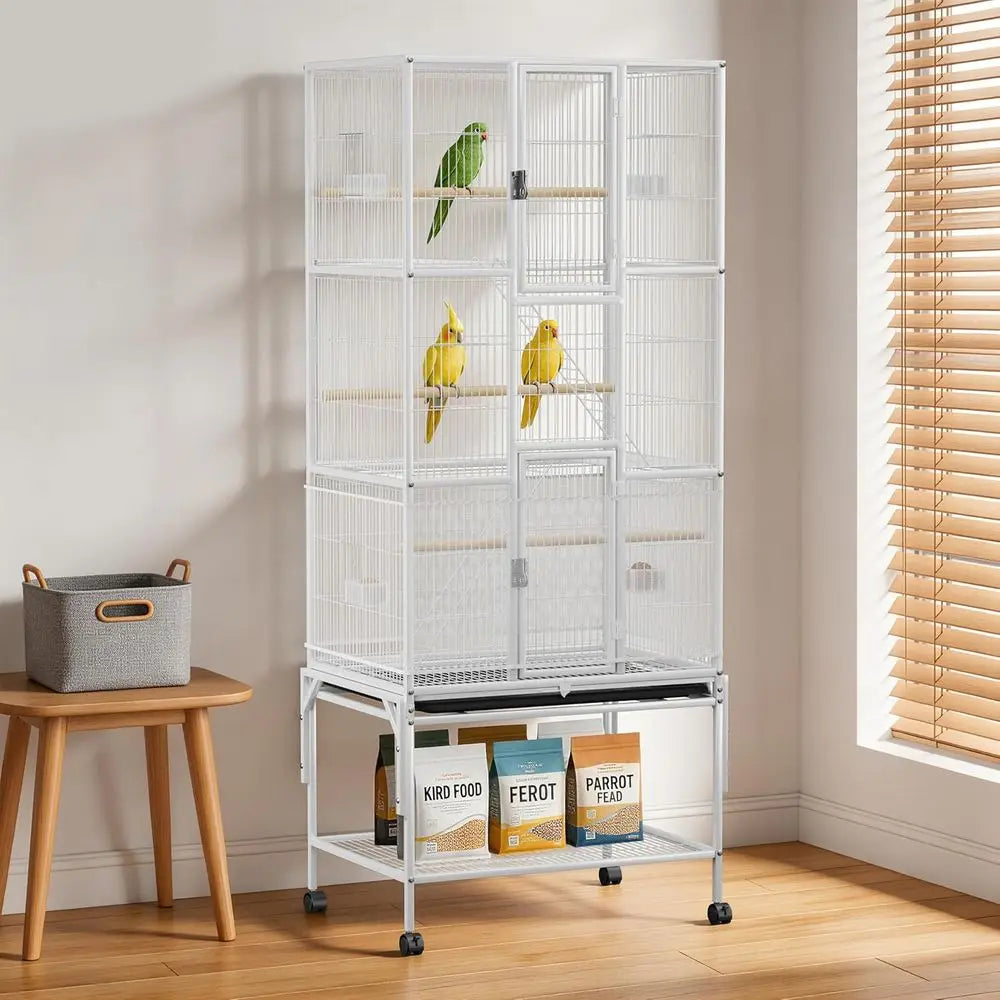 69 inches Bird Cage with Dust Cover, Birdcages with Rolling Wheels, Large Bird Cages or Cockatiels Conure ParaLovebird inch Cana