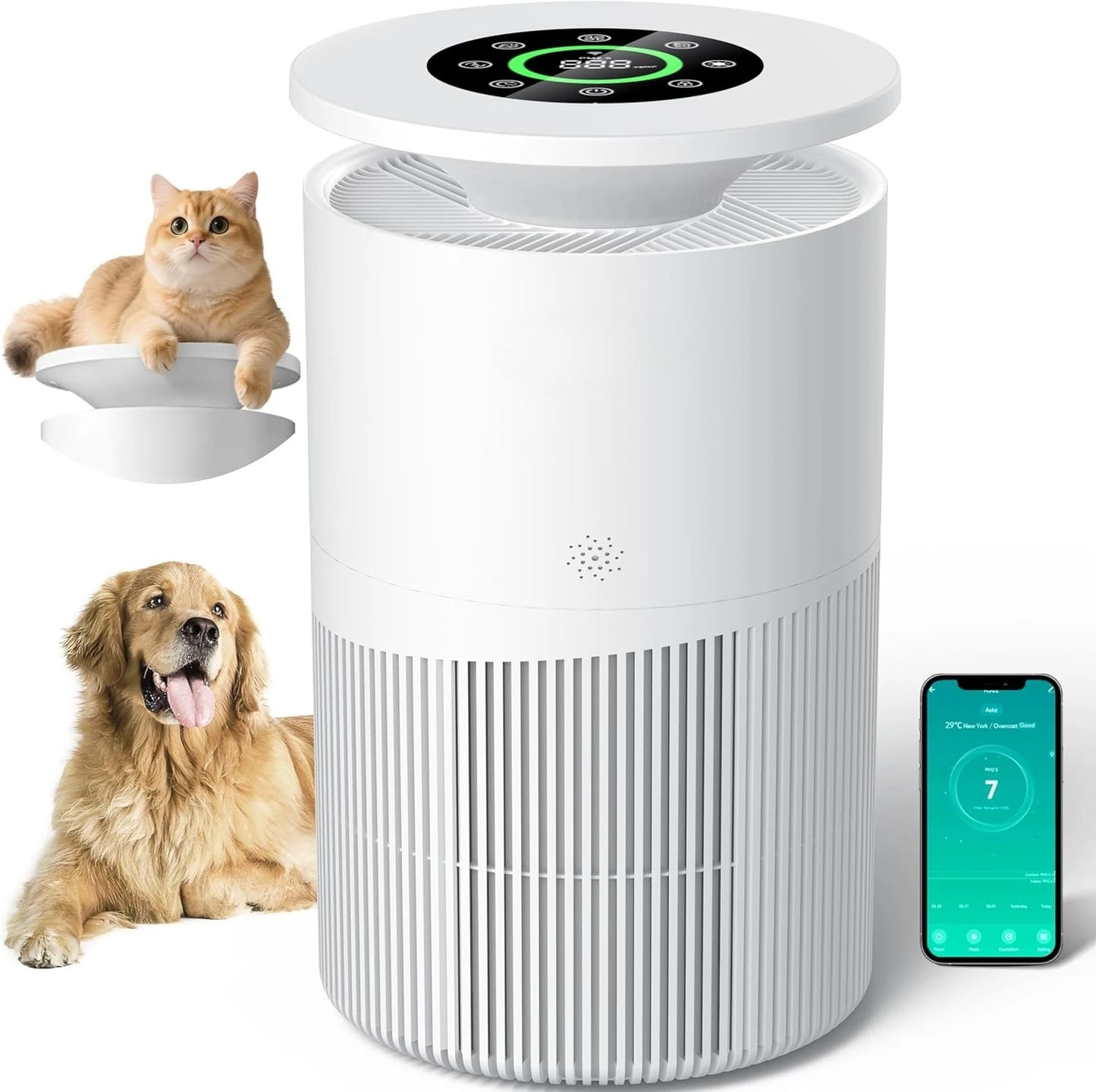Air Purifier for Home Large Room up to 3620Ft², H13 True HEPA Air Purifiers for Home Pet Hair Dander Odor Pollen