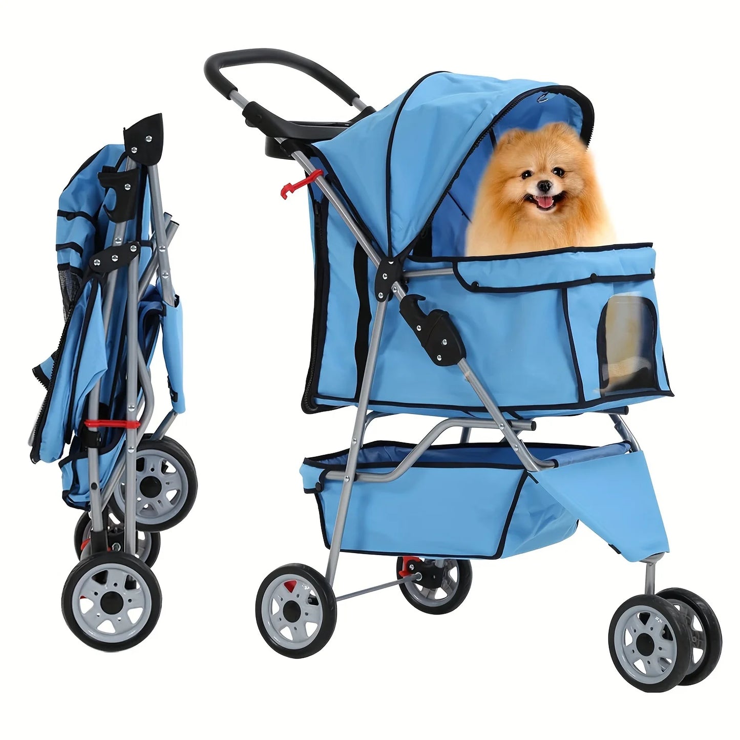 DOPINMIN Dog Stroller, 3 Wheels Pet Cat Jogger Stroller, Folding Carrier Waterproof Puppy Stroller With Cup Holder & Removable Liner, Dog Strollers For Small Dogs, For Small And Medium Pets