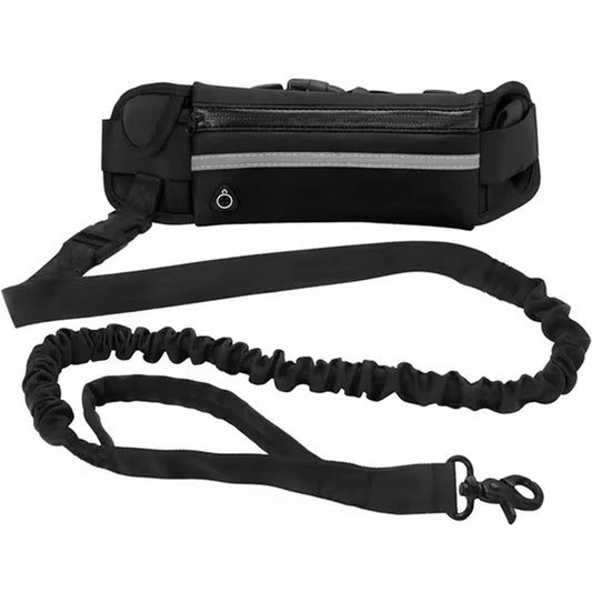 Hands Free Dog Leash With Reflective Retractable Belt Waist Bag