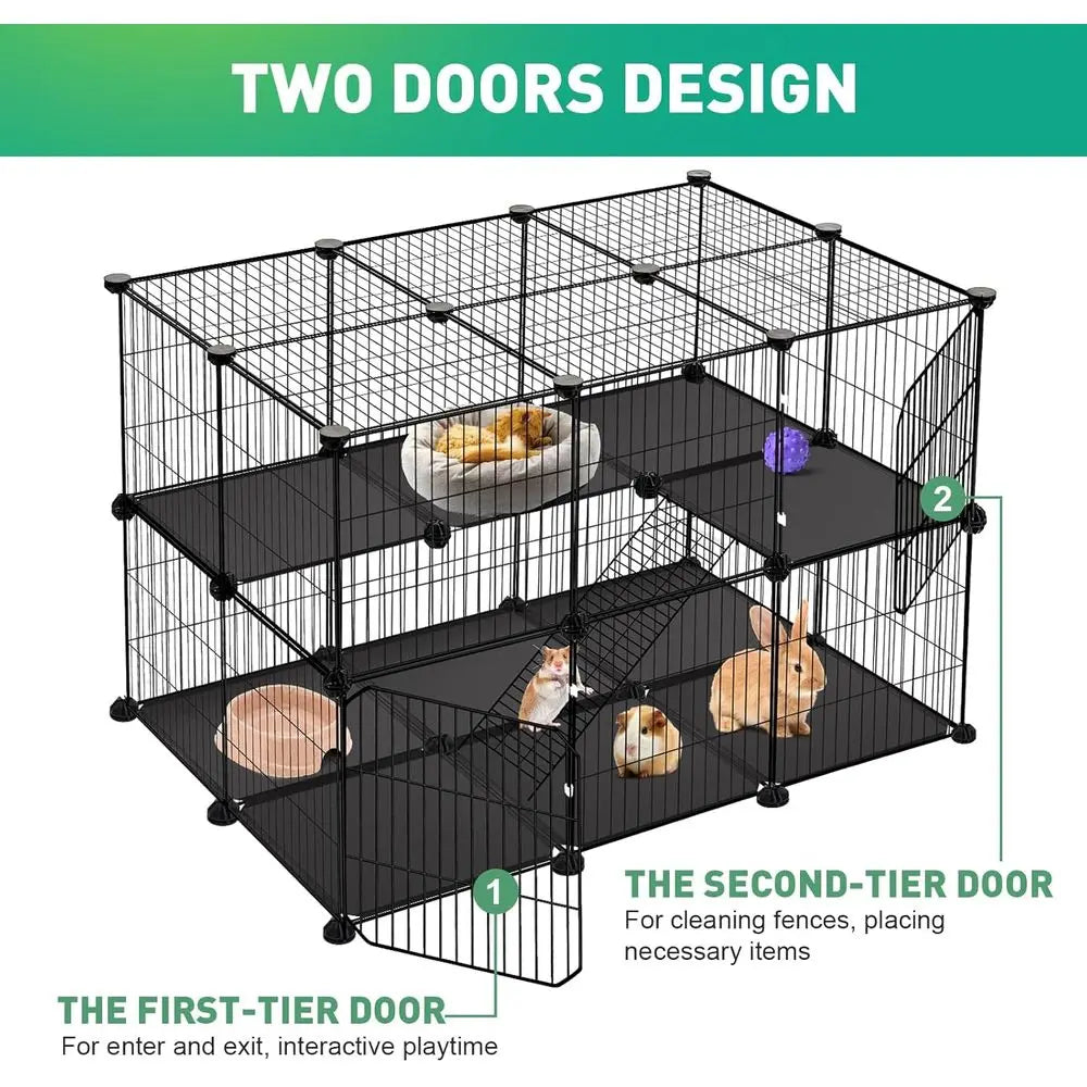 41 Panels Pet Playpen, 35.4 L x 23.6 W x 23.6 H Small Animal Playpen with 2 Doors, Suitable for C&C Cage, Guinea Pigs, Rabbits,