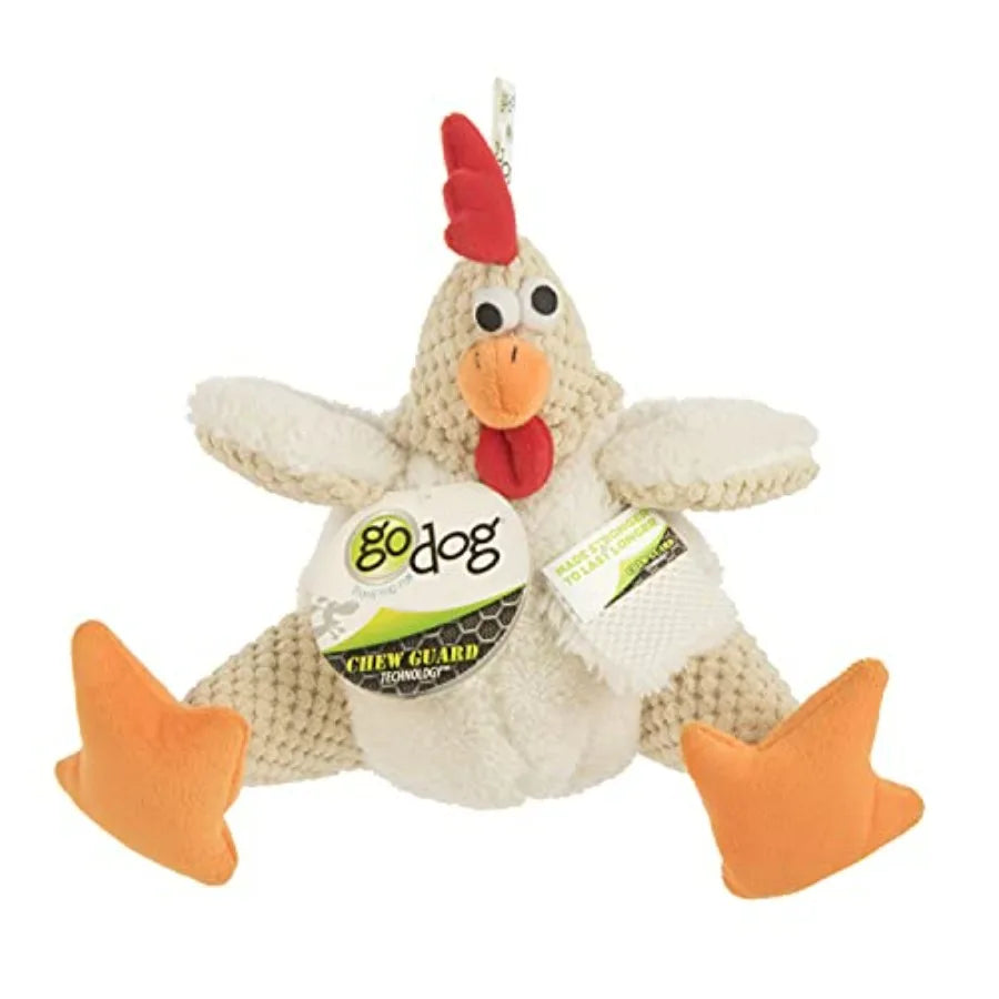 Checkers Squeaky Plush Dog Toy, Chew Guard Techlogy - White