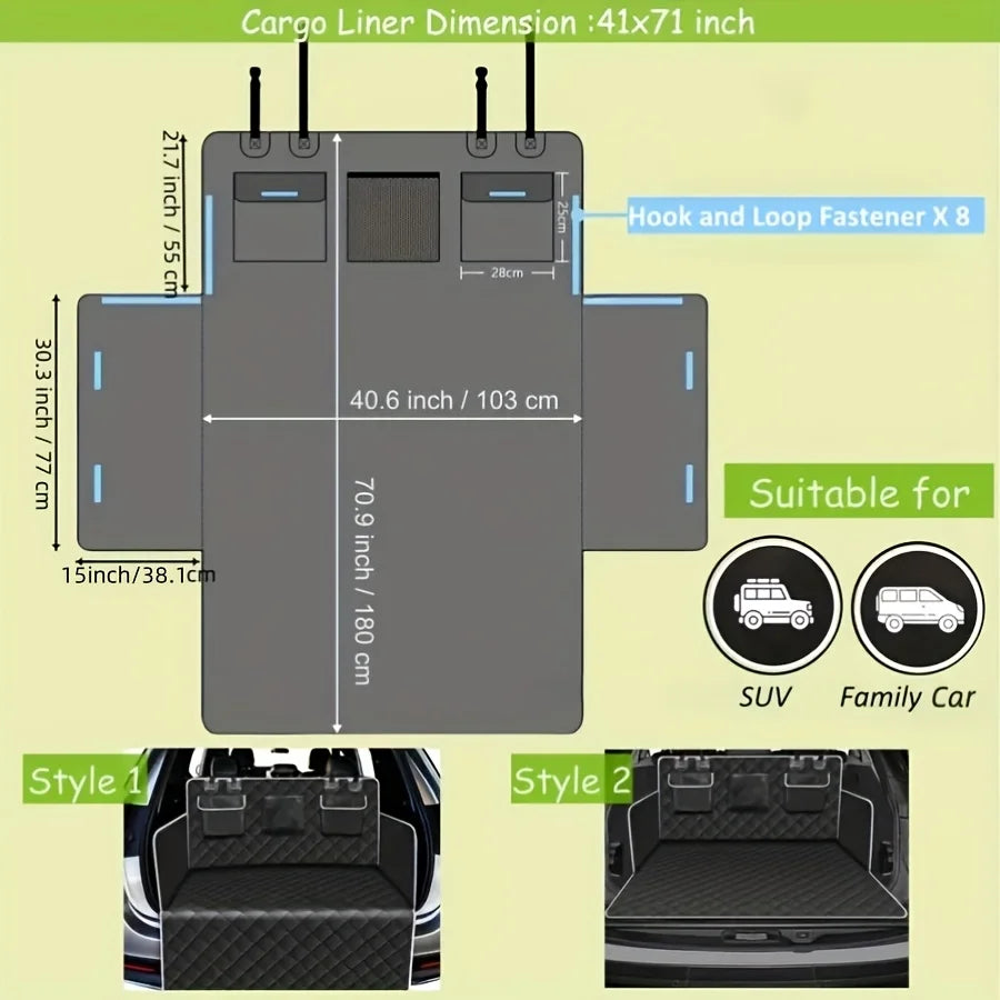 Cargo Liner for Dogs Designed for Suvs, Sedans, And Vans, Featuring a Bumper Flap Protector, Non-Slip Surface, And a Large Universal Fit in Black