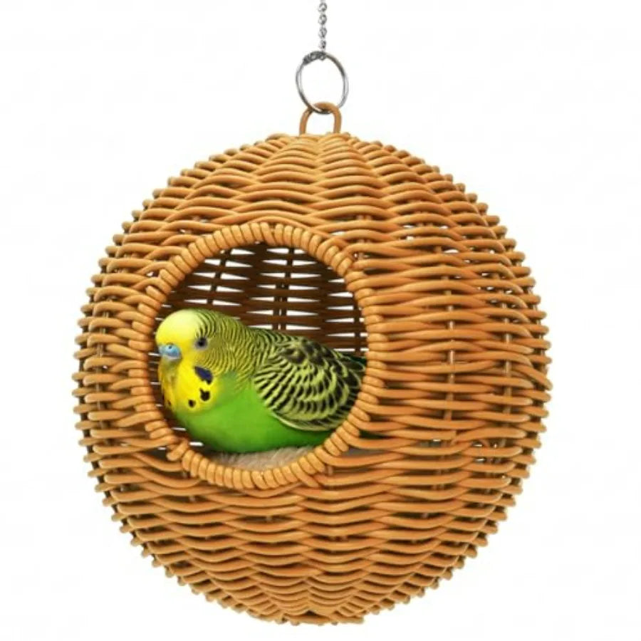 Steel Frame Bird Nest for Cage, Washable Small Bird Bed Chewproof with Plush Pad, Hammock Hideout Lay Eggs Parakeet Nest Sleep,
