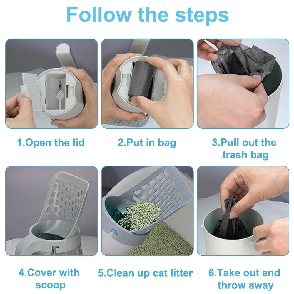 Cat Litter Scoop Self Cleaning With Refill Bags Portable