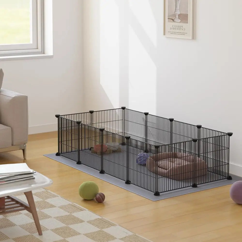 Compact 12 Panel Pet Playpen Indoor Metal Wire Fence Black