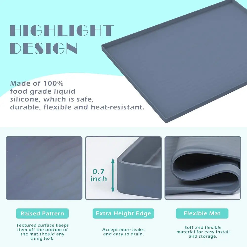 Silicone Under Sink Mat 31 x 22 Liner, Kitchen and Bathroom, Cabinet and Counter Protector, Storage and Organizers, Litter Mat,