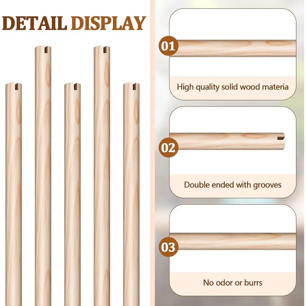 8 Pcs Bird Perches or Cage Accessories, Wooden Perch Rods Replacement with Double Slots, 0.6 Inch Diameter Natural Wood Stand fo
