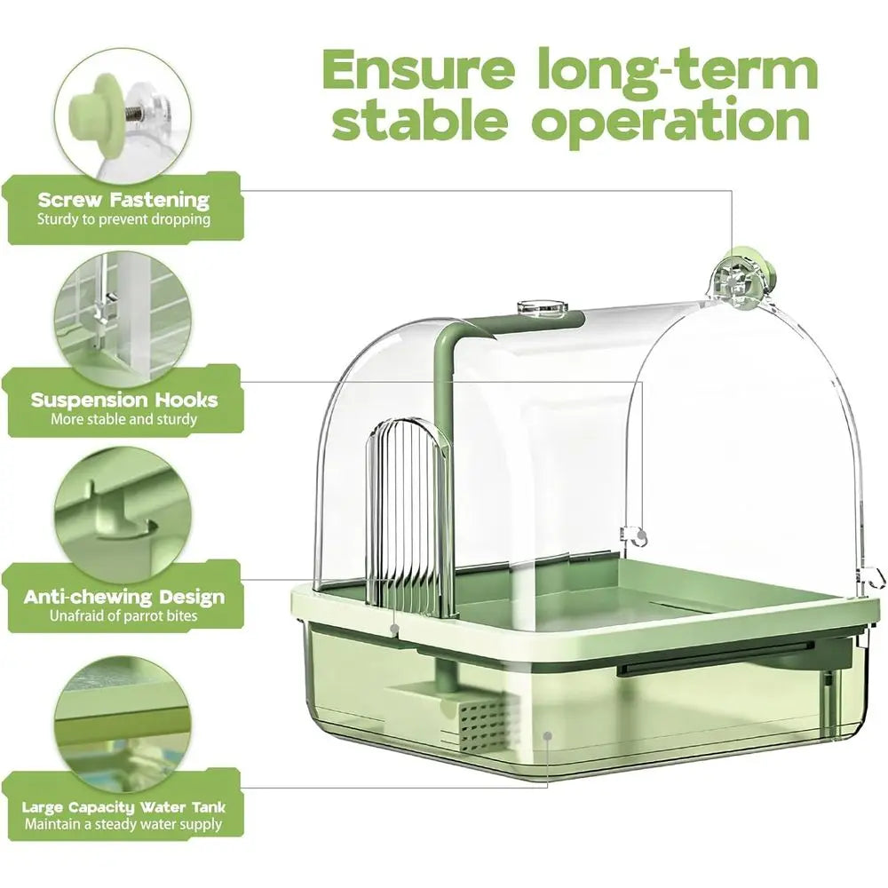 Bathtub Bird Shower Bath Hanging Bird Bath Cage Automatic Bird Bath Shower Cage Indoor Cage Accessories Budgies Cockatiels Conur