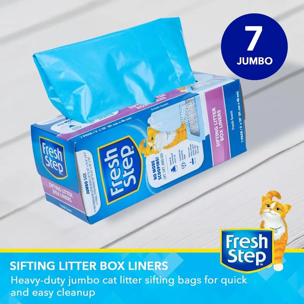 Siting Dstring Cat Litter Box Liners, Heavy Duty Kitty Litter Bags or Extra Large Oval or RecPans, Separate Waste or Easier Clea