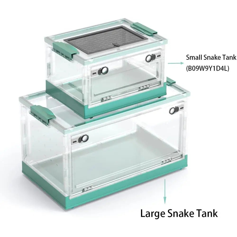 Large Reptile Tank Habitat Cage for Snakes, Lizards, Geckos, Frogs, and Hamsters (21.65x12.6x12.2) Grey Blue