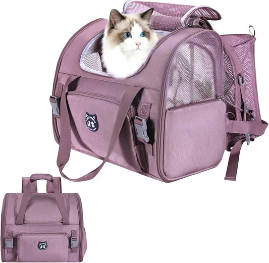Expandable Cat Carrier Backpack for Large Cats - Airline Approved Pet Backpack for Travel, Hiking, Waterproof with Breathable Mesh, Up to 22lbs