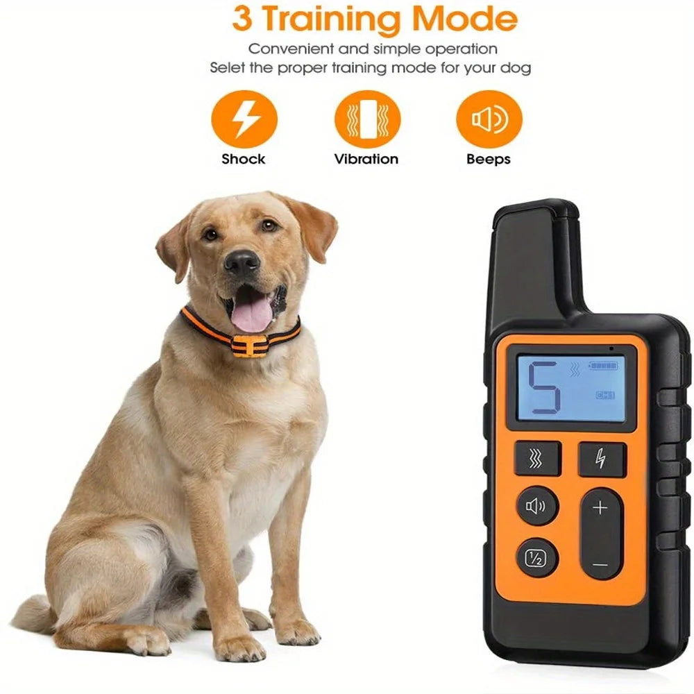 2600 FT Remote Dog Training Collar with Shock Function And Bark Control - Curb Barking And Enhance Conduct - Red, Orange, And Black
