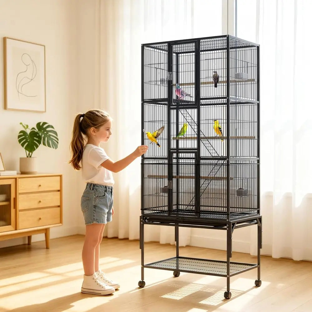 69-Inch Large Bird Cage with Dust Cover,Extra Large Bird Cages or Para| Birdcages or Cockatiels Conure Lovebird inch Canary Smal