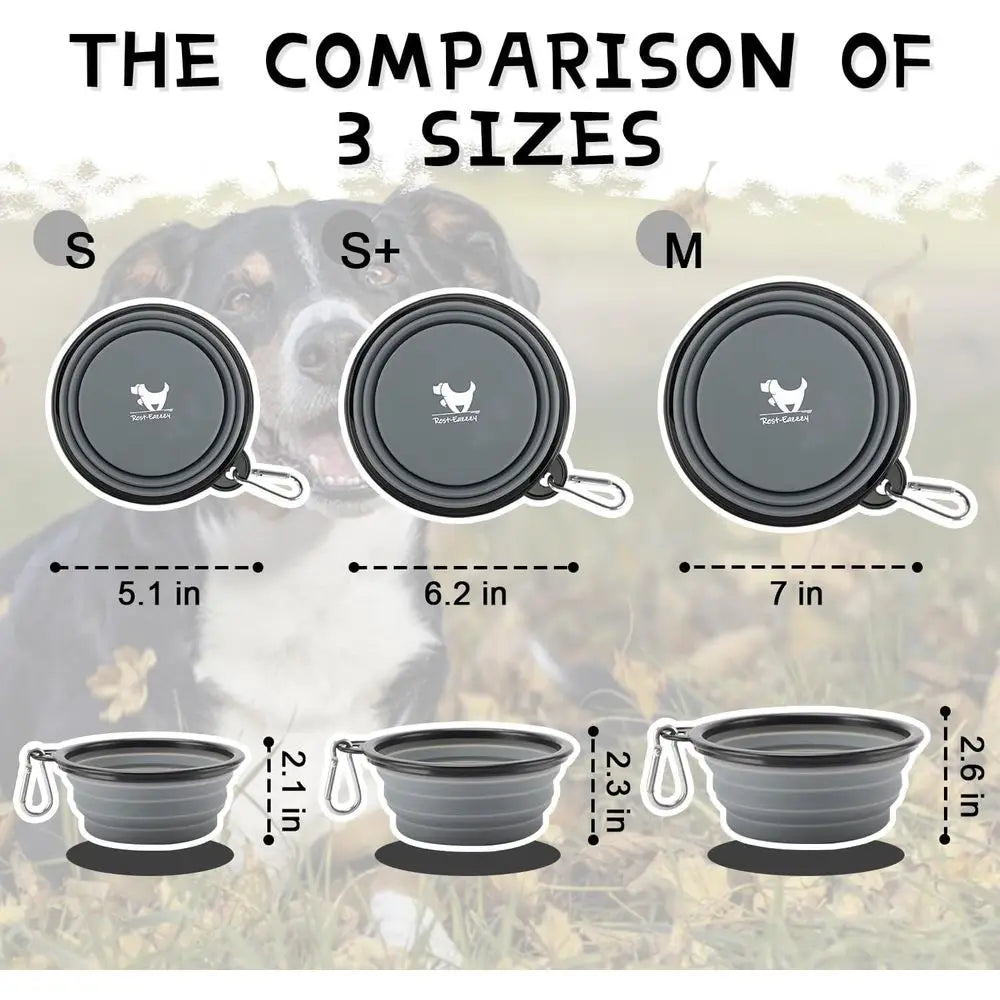 Collapsible Dog Bowls, 2-Pack Portable Water Bowl for Dogs Cats, Pet Feeding Watering Dish for Traveling Camping with Carabiners