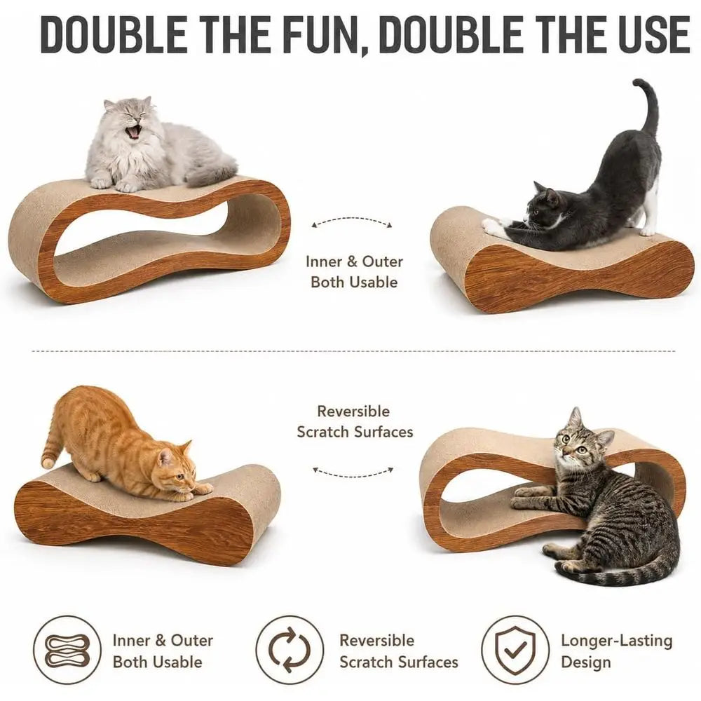2 in 1 Deluxe Cat Scratching Board, Cardboard Scratch Lounger, Large, 27.56 x 9.45 x 8.86 inch