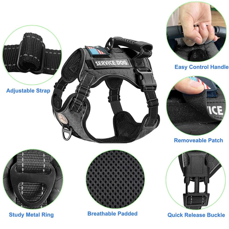 Military Dog Harness With Handle Reflective No Pull Vest