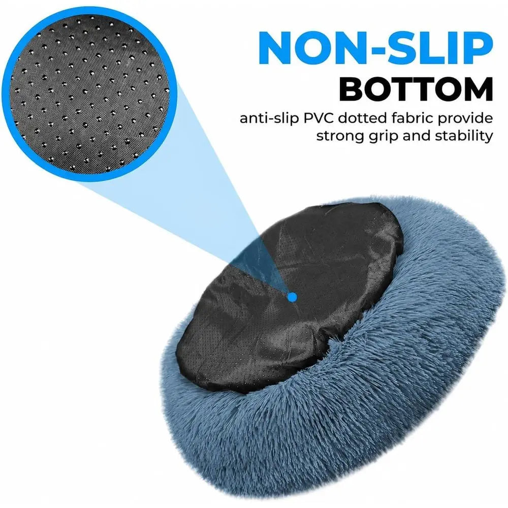 Cat Beds Indoor Cats, Calming Donut Cat Bed, Small Dog Bed Washable - Orthopedic Soft Plush Pet Beds Sized for Kitten to Large C