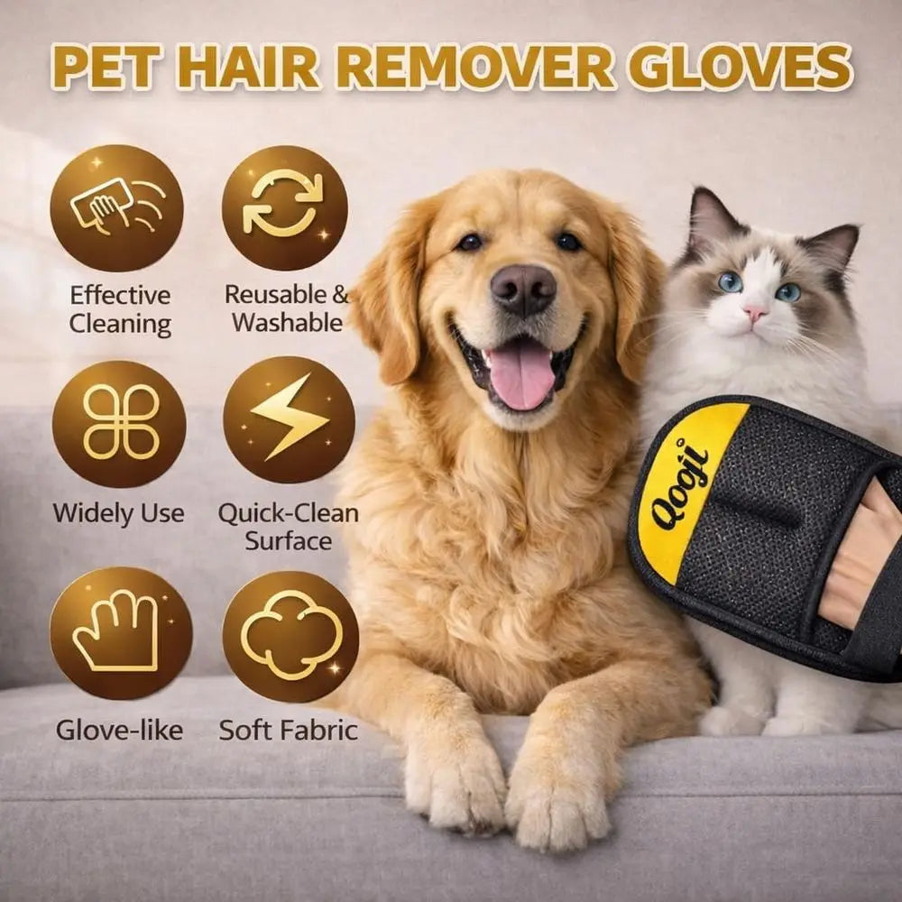 Reusable Electrostatic Pet Hair Removal Mitt for Dogs and Cats, Cleans Furniture, Sofa, Carpet, and Car, Grooming and Deshedding