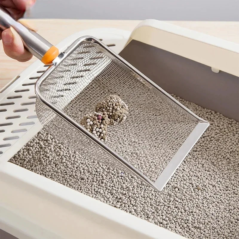Stainless Steel Fine Mesh Cat Litter Scoop For Easy Clean Up