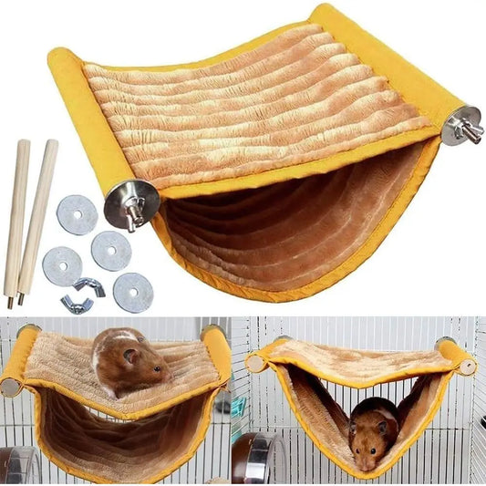 Warm Hammock House Hanging Swing Bed Guinea Pig Cage Bedding Small Pet Animal Double Layer Cage Tent Nest Winter Play Sleep