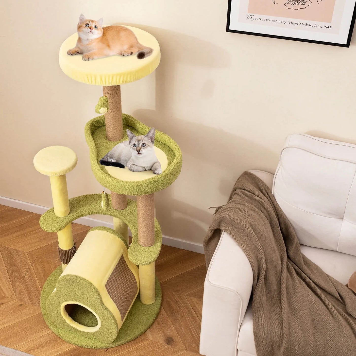 Cat Tree Multi Level Cat Tower With Private Condo And Self Grooming Brush