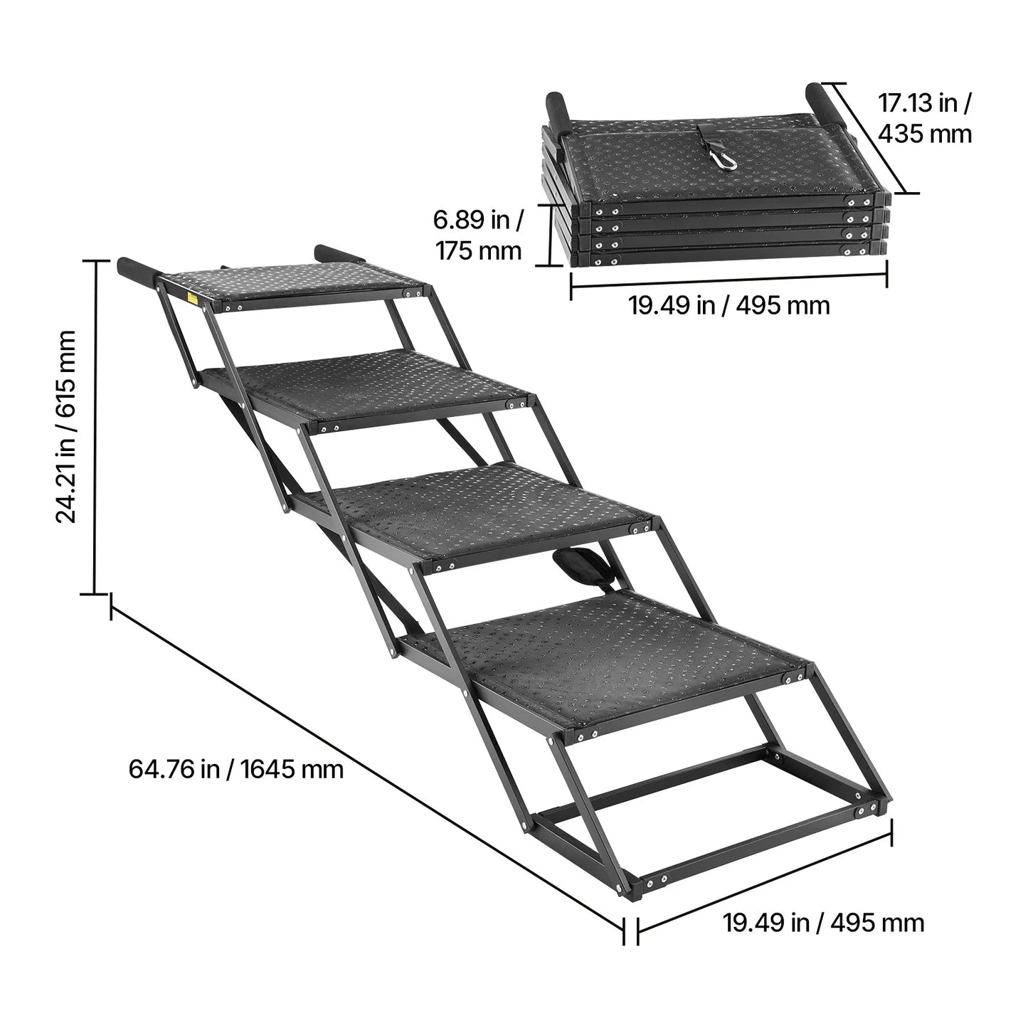 SucceBuy Dog Stairs for Car 4/5 Steps Extra Wide Foldable Dog Ramp for Large Dogs Portable Lightweight Pet Ladder for Car Truck