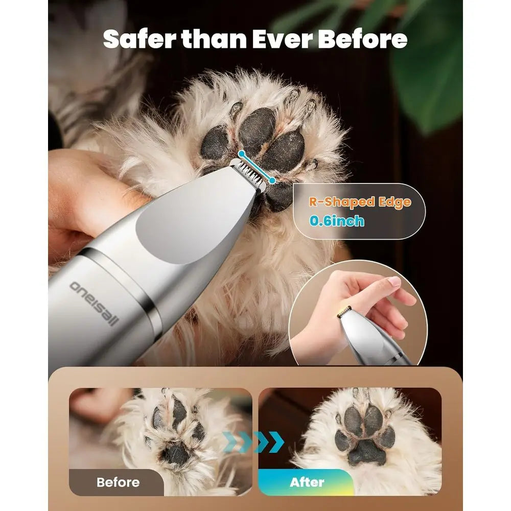 Dog Grooming Kit with LCD Display, Hair Trimmer, Paw Nail Grinder, Rechargeable Cordless Low Noise IPX7 Waterproof Pet Clippers