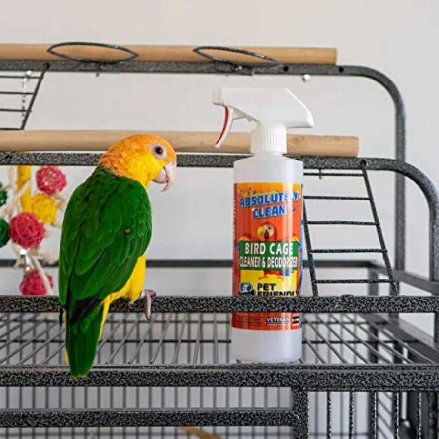 Absolutely Clean Amazing Bird Cage Cleaner and Deodorizer - Just Spray/Wipe - Safely and Easily Removes Bird Messes Quickly and