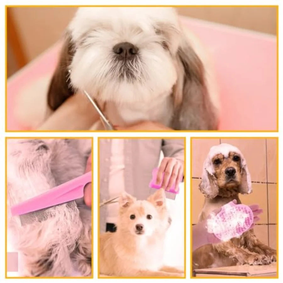 Complete Pet Grooming Kit 9 Piece Slicker Brush Deshedding Tool