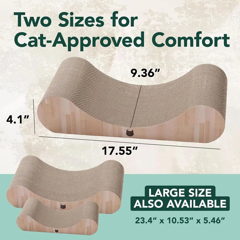 Cardboard Cat Scratcher Bed Indoor Cats - Horizontal Cat Scratch Pad Lounger with Reversible Usability and Extra Comfort or Loun