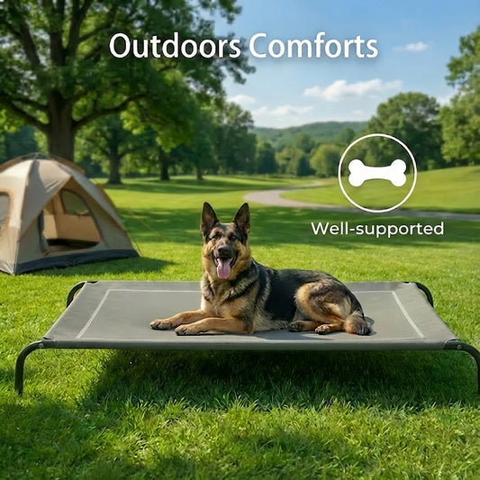 Cooling Elevated Dog Bed with Washable Breathable Mesh - Heavy-Duty Metal Frame, Portable Raised Dog Cot with No-Slip Feet - Indoor/Outdoor Bed for Large, Medium, Small Dogs - Easy Assembly And Space-Saving Design