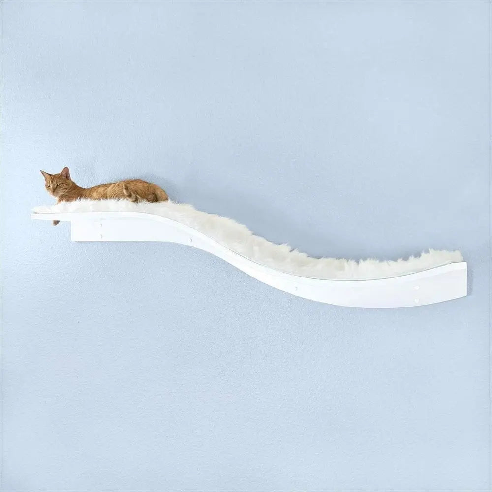 60 Inch White Cat Shel with Replaceable Carpet, Playing, Climbing, Lounging Shelves and Perches or Wall, Cat Hammock Bed Furnitu