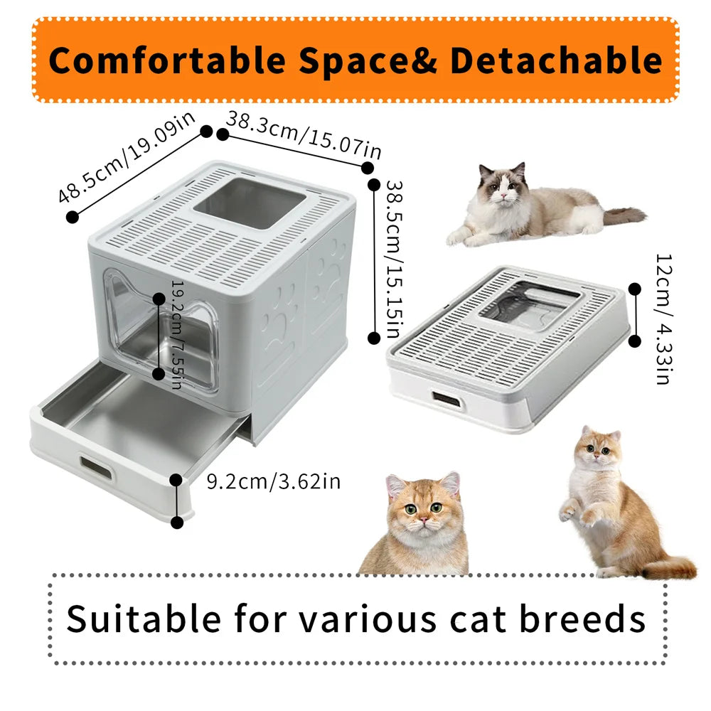 Stainless Steel Enclosed Cat Litter Box With Lid Top Entry