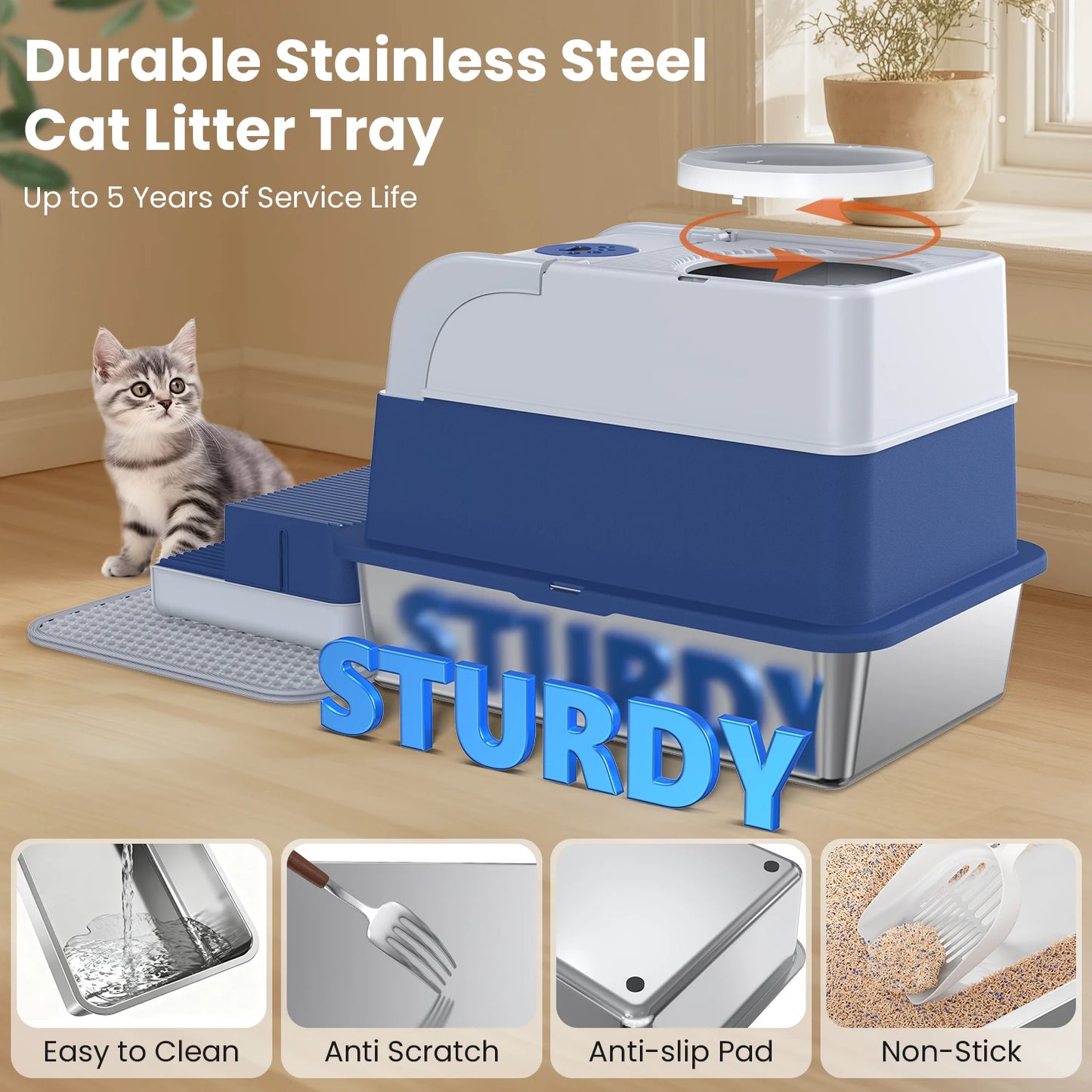 Cityflee Stainless Steel Cat Litter Box Lid And Scoop