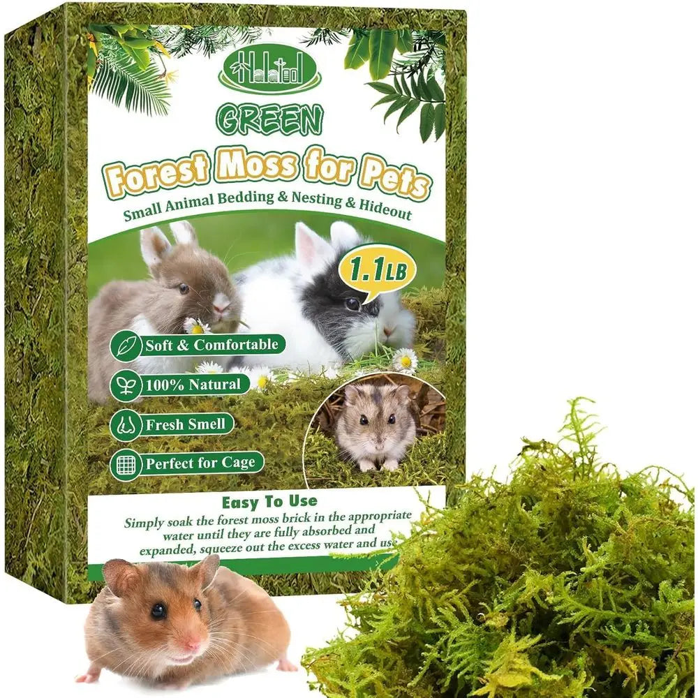 25QT Hamster Moss or Bedding Nesting Hideout, 100% Natural Moss for Rabbits, Squirrels, Hamsters, Guinea Pigs, Small Animals Cag