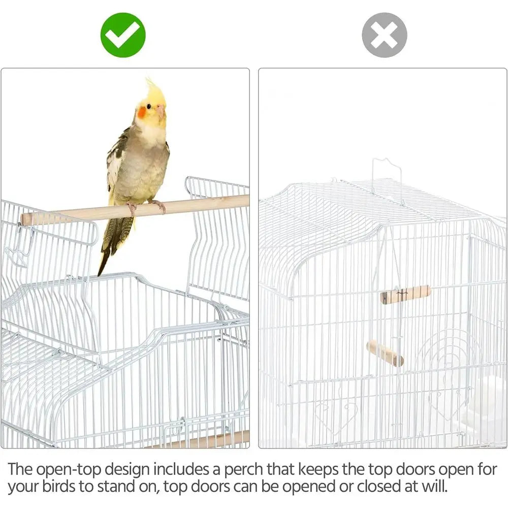 41-Inch Portable Hanging Light Bird Cage for Small Parrots, Cockatiels, Sun Conures, Green Cheek Conures, Canaries, Budgies, Lov