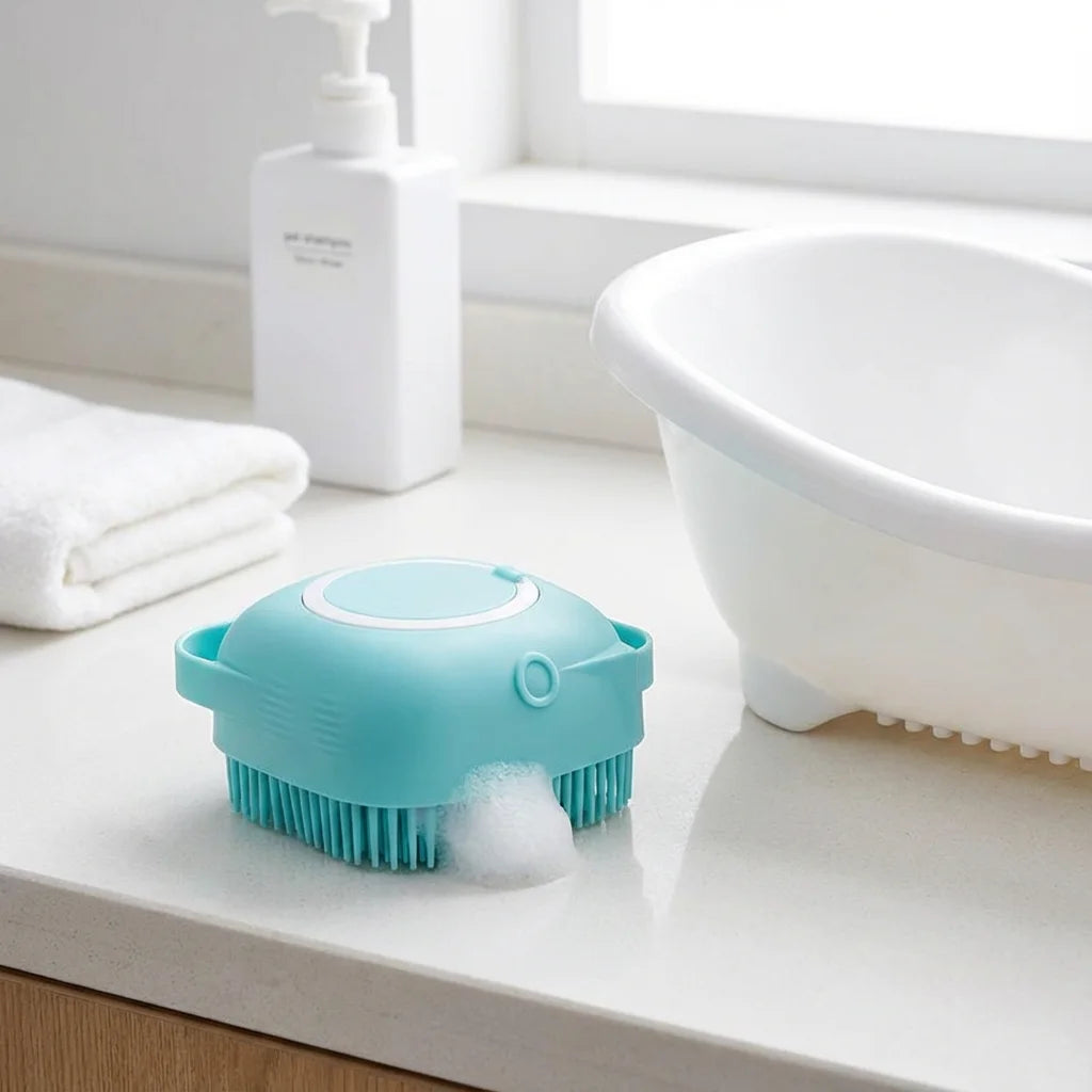 Soft Teeth No Skin Irritation! Cute Smile Pet Massage Brush - Silicone Grooming & Massage 2-in-1 Dog Cat Brushing Gadget Home