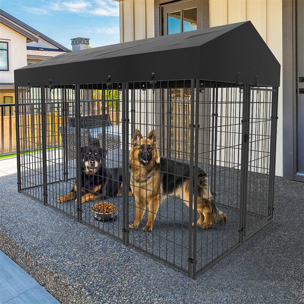 BORWART Heavy Duty Dog Kennel With Welded Metal Playpen Roof