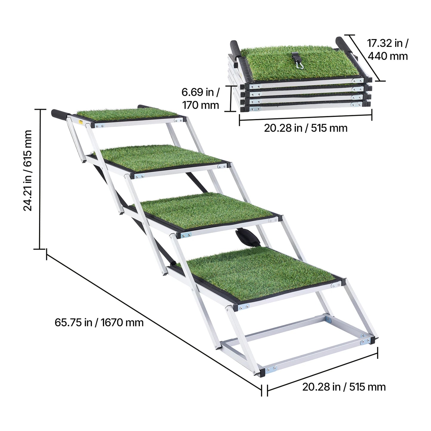 SucceBuy Dog Stairs for Car 4/5 Steps Extra Wide Foldable Dog Ramp for Large Dogs Portable Lightweight Pet Ladder for Car Truck