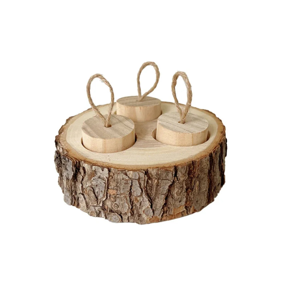 Wooden Round Shaped Parrot Chewing Toy Educational Supplies for Small Pet Birds Parrot Hamster Rabbit Chewing Toys Foraging Toys