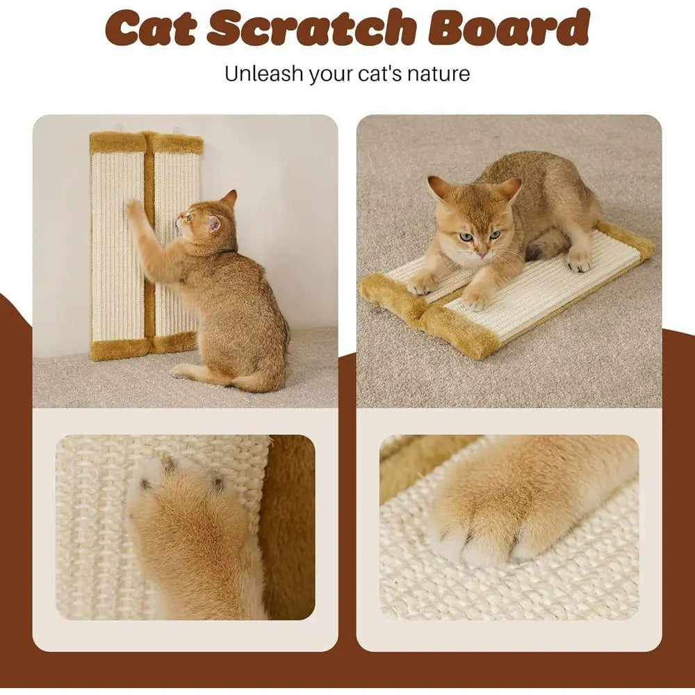 Cat Wall Scratcher Furniture Protector Kittens Scratch Board Sisal Cat Scratching Pad Wall Mounted Indoor Cats