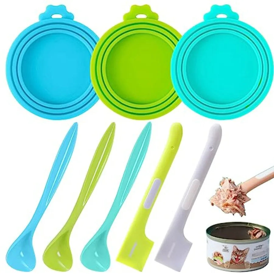 8 Pack Can Lids and Utensils for Dog Cat Containers
