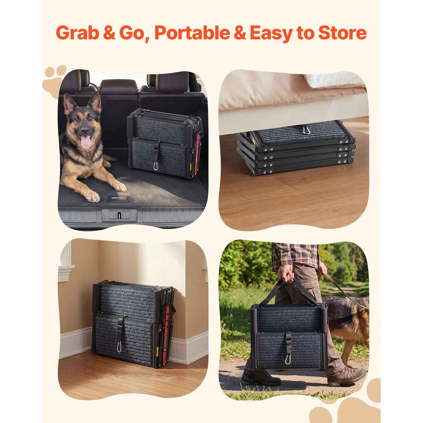 SucceBuy Dog Stairs for Car 4/5 Steps Extra Wide Foldable Dog Ramp for Large Dogs Portable Lightweight Pet Ladder for Car Truck