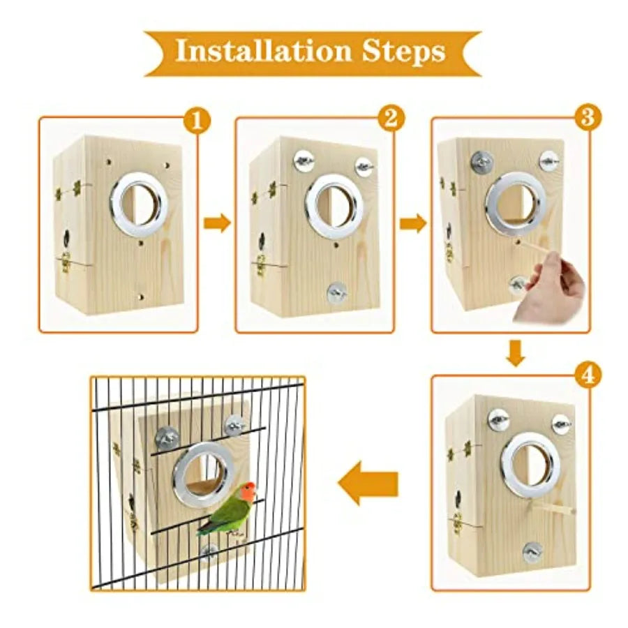 Bird Nest Box Parakeet Breeding Nest Box Bird Nest House Wooden Acrylic Transparent Breeding Box for Finch Lovebirds Cockatiel
