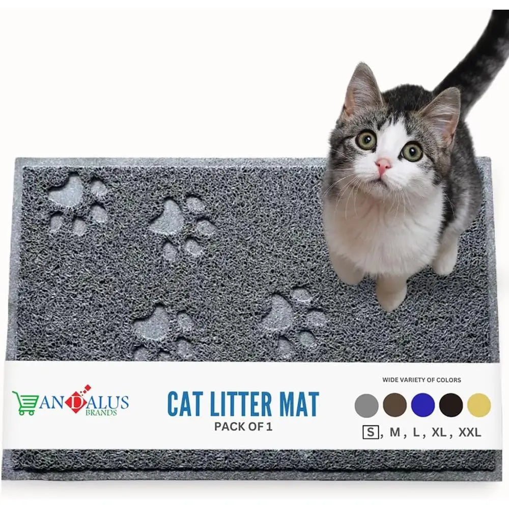 Small Cat Litter Mat, Pack of 1 - Waterproof, Non-Slip & Easy to Clean, Extra Efficient Pet Litter-Trapping, Grey (15.75” X 11.7