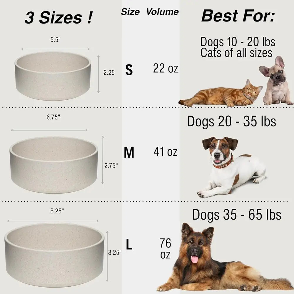 Eco-friendly Pet Bowls & Dishes for Dogs, Cats, Puppies - Sustainable, Dishwasher Safe, Made with Real Bamboo (Small, Oat-Beige)