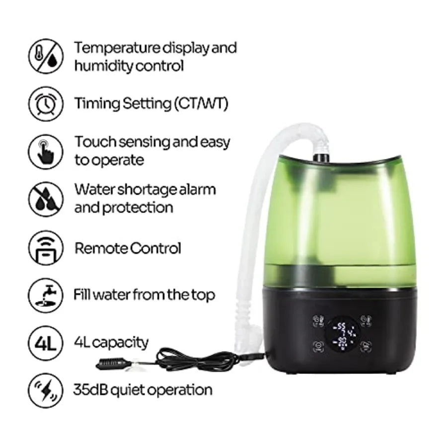 Reptile Terrarium Automatic Fogger: 2-in-1 Digital Timer Hygrostat, 4L Tank, Remote Control, Extended Hose, White Plastic for B